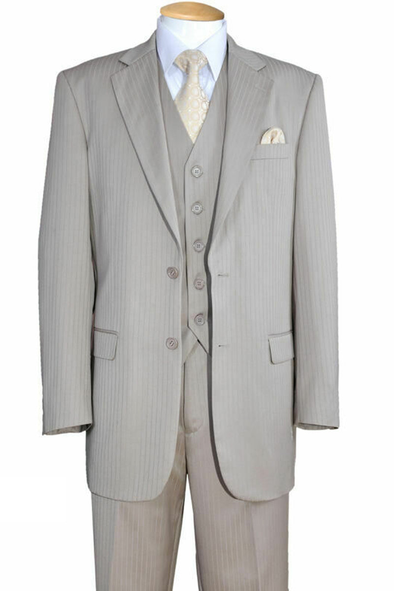 Tan 2 Button Vested Ton on Ton Suit for Men
