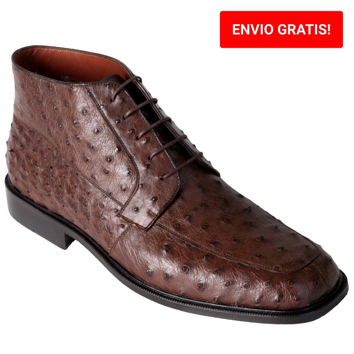 Zapato Botín Piel Avestruz Café