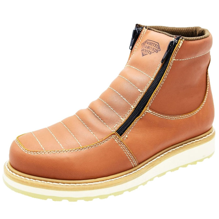Zapatos de Trabajo Cuero Original Doble Zipper Miel