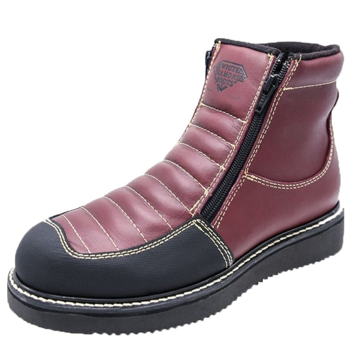 Zapatos de Trabajo Cuero con Doble Zipper Vino WD