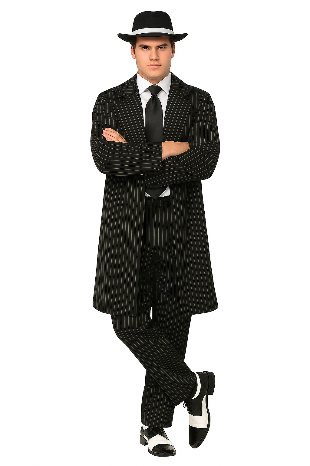 Zoot Suit Costume Black and White - 1940s Inspired Pinstripe