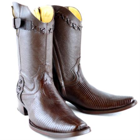 Wh-Dimond Western Cowboy Boot Bota Europea Piel Lizard Color Cafe