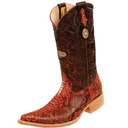 Wh-Dimond Western Cowboy Boot Bota Piton Horma Chihuahua Cognac