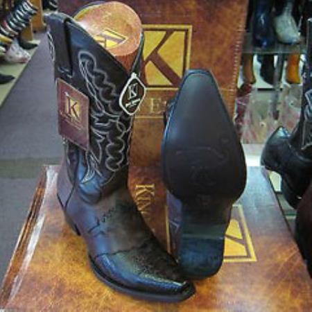 Mens King Exotic Genuine Ostrich Leg Brown Snip Toe Western Cowboy Boot