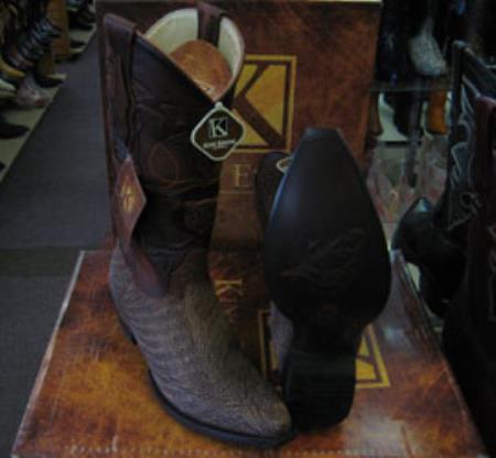 Mens King Exotic Snip Toe Genuine Shark Western Cowboy Brown Boot