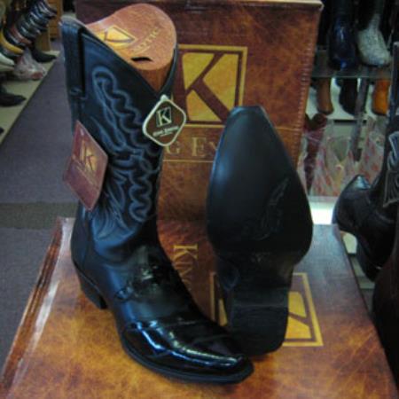 Mens King Exotic Snip Toe Genuinel Western Cowboy Black Boot