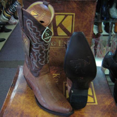 Mens Genuine Ostrich Leg King Exotic Western Cowboy Cognac Boot