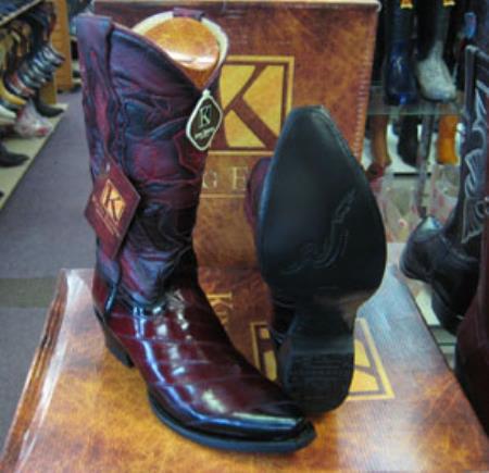 Mens Genuine King Exotic Snip Toe Western Cowboy Burgundy Boot