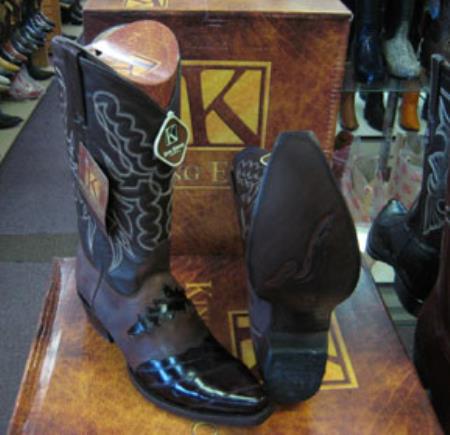 Mens Genuine King Exotic Snip Toe Western Cowboy Brown Boot