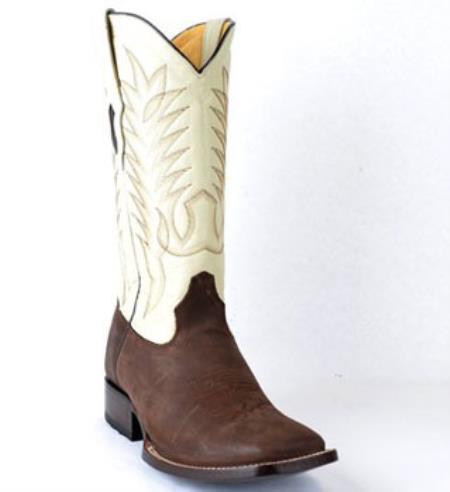 Mens King Exotic Crazy Horse Finish Full Vamp Leather Brown Boot