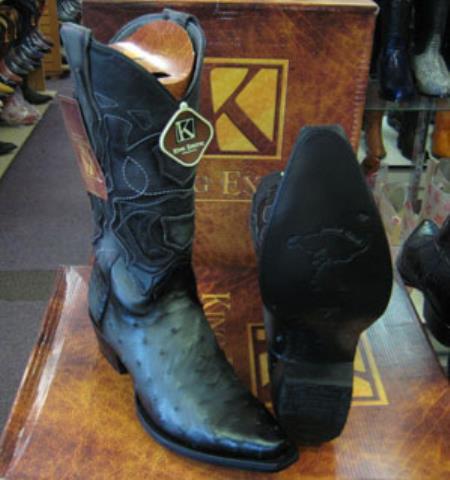 Mens King Exotic Genuine Ostrich Snip Toe Western Cowboy Gray Boot 