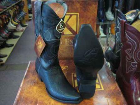 King Exotic Snip Toe Genuine Shark Western Cowboy Boot Black