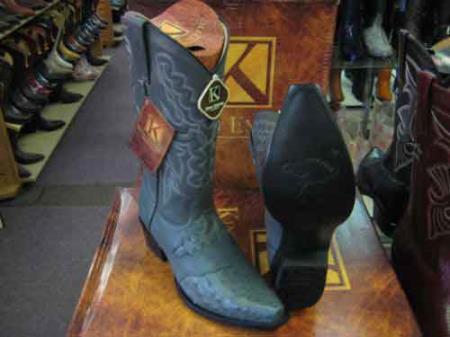 King Exotic Ostrich Skin Snip Toe Genuine Western Cowboy Boot Gray