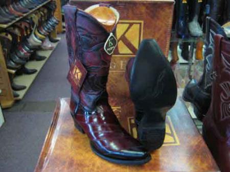 King Exotic Genuinel Skin Snip Toe Cowboy Boot Burgundy