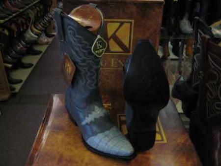 King Exotic Genuine Crocodile Skin Snip Toe Cowboy Boot Gray