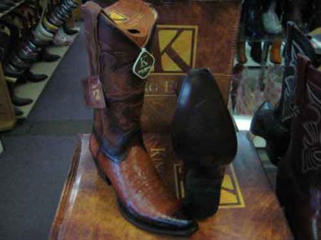 King Exotic Snip Toe Genuine Crocodile Leather Cowboy Boot Cognac