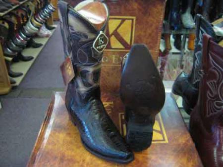 King Exotic Snip Toe Genuine Ostrich Leg Leather Cowboy Boot Brown
