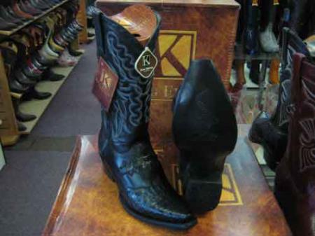 King Exotic Black Cowboy Boot Snip Toe Genuine Crocodile Skin