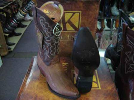 King Exotic Cognac Western Cowboy Boot Snip Toe Genuine Ostrich Leg 
