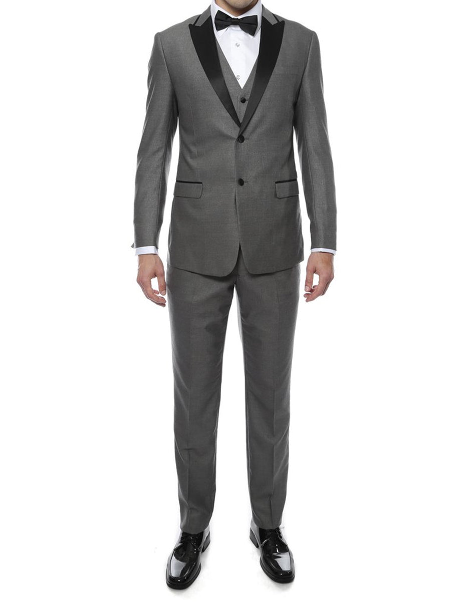 Grey Vested Peak Tuxedo by F.H.