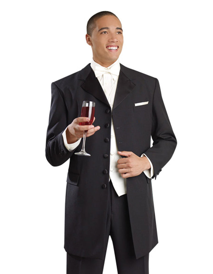 Black Synthetic Material Tuxedo by Soprano