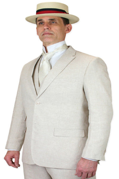 Riverdale Linen Coat - Natural Three-Piece Suit