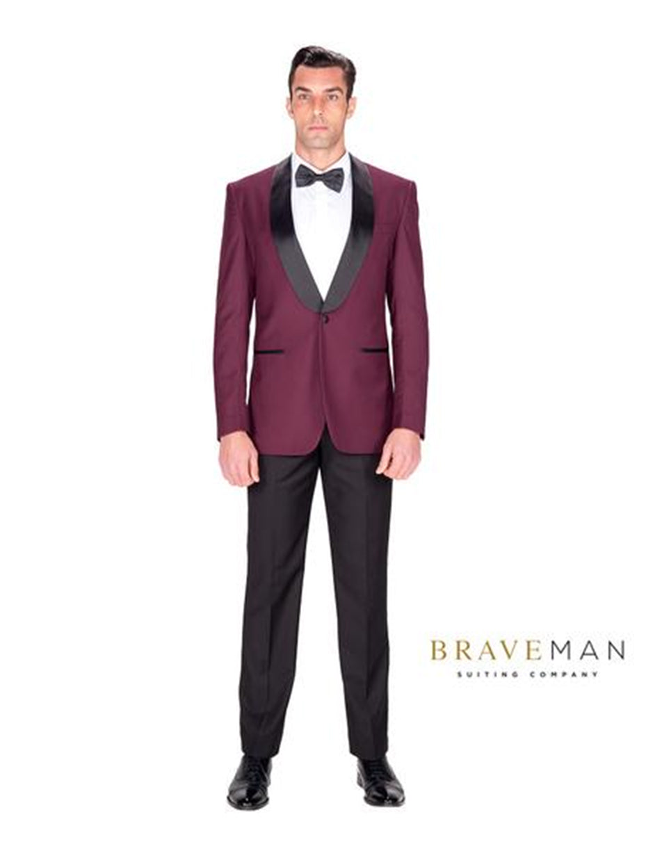 Burgundy Slim Shawl Tuxedo by B.M.T.