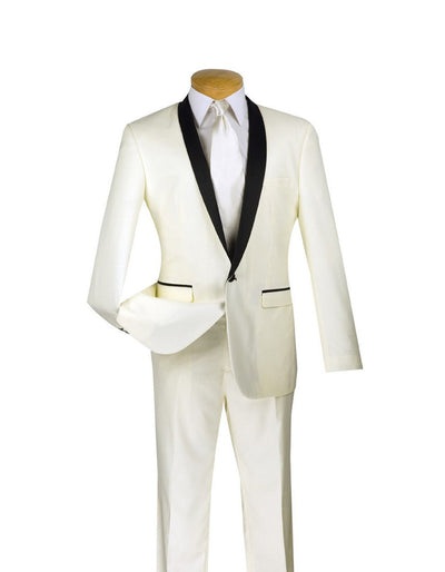 Ivory & Black Shawl Slim Fit Tuxedo