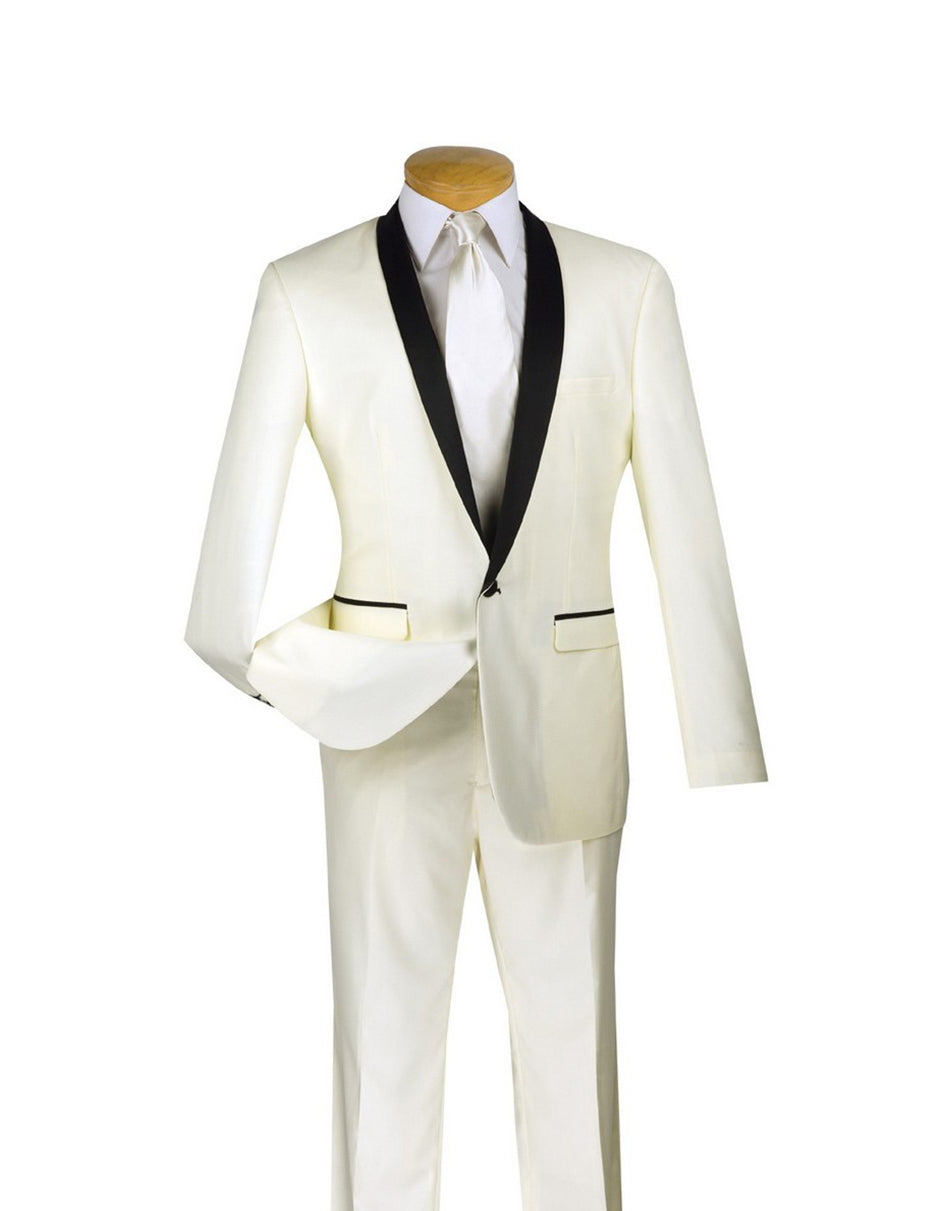 Ivory & Black Shawl Slim Fit Tuxedo