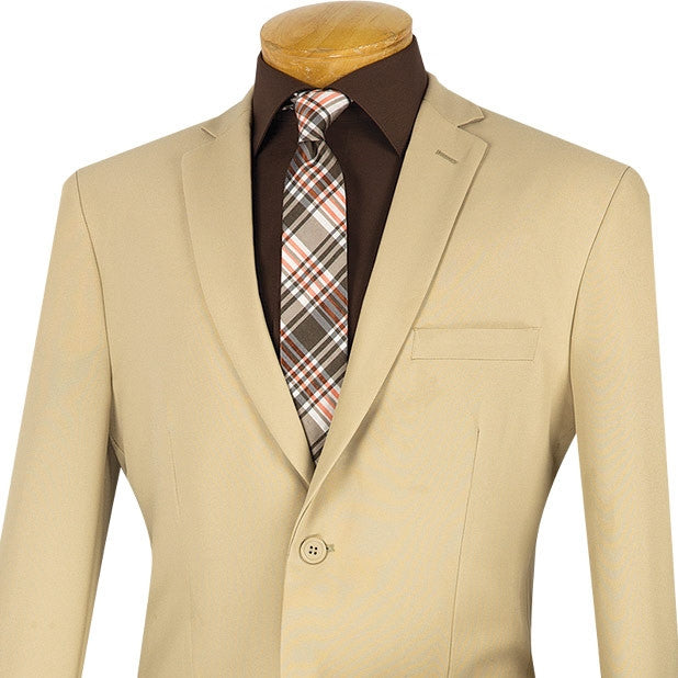 Beige Slim Fit 2 Piece Business Suit for Men