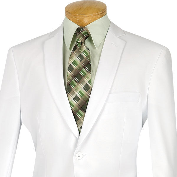White Slim Fit 2 Piece Suit, 2 Button