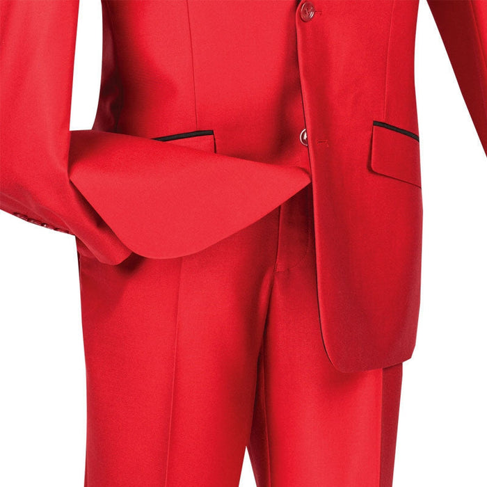 Red Slim Fit Sharkskin 2 Piece Suit for Men
