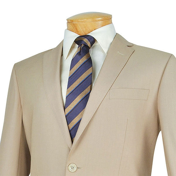Slim Fit 2 Piece Suit in Light Beige