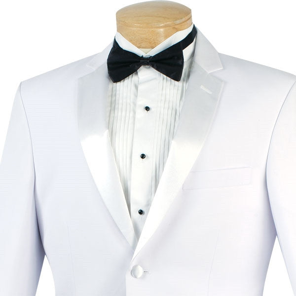 Regular Fit White Satin Lapel Tuxedo 2 Piece