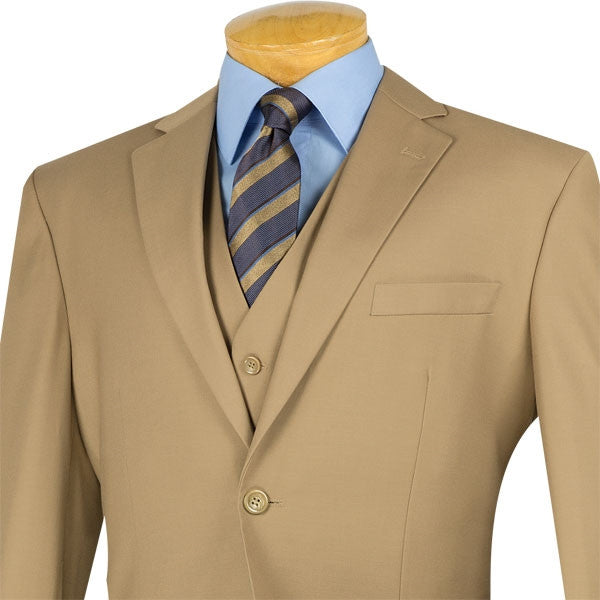 Morgan Regular Fit 3-Piece Suit in Khaki