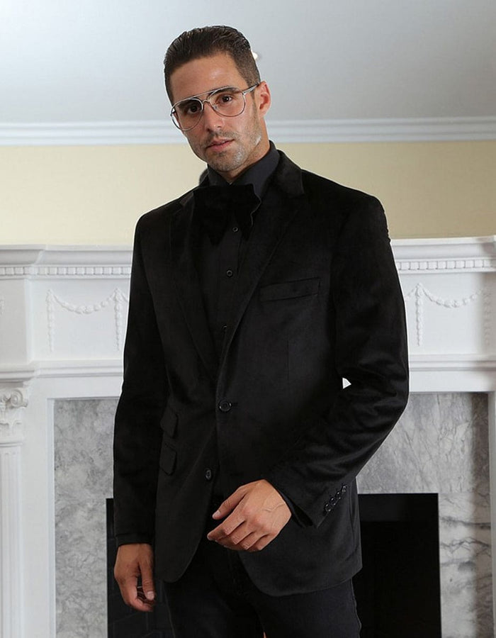 Black Velvet Party Blazer By Mensitaly