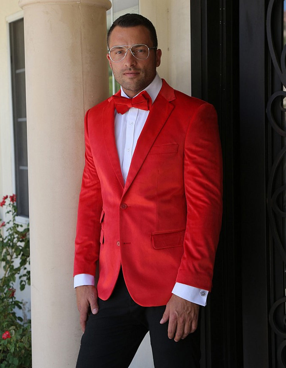 Red Velvet Party Blazer for Men