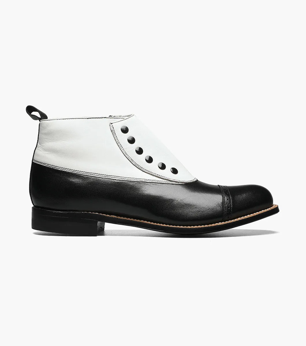 Mens 1920s Gangsters Wingtip Dress Shoe in Black and White