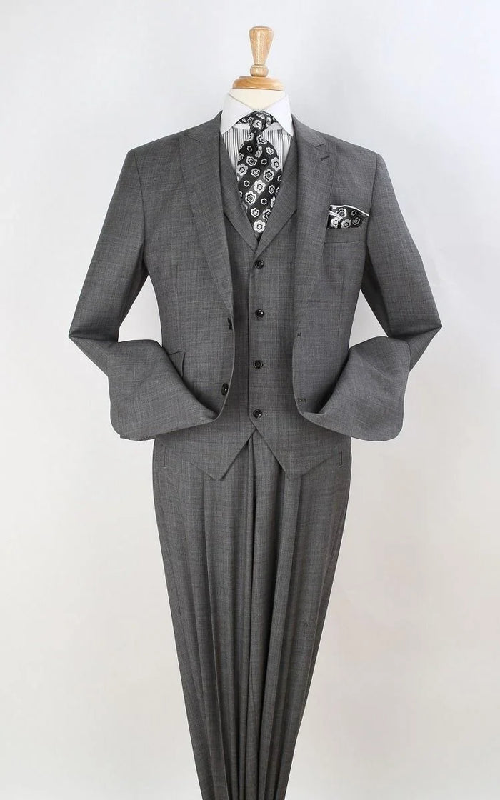 Apollo King Men's 100% Wool 3pc Fashion Suit - Stylish Peak Lapel