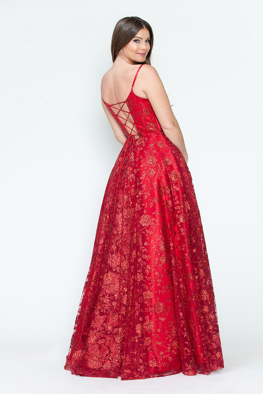 Lenovia 8241 Glitter Appliqué Mesh Tulle Sleeveless Dress