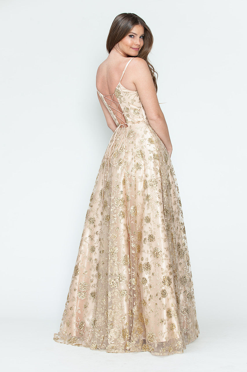 Lenovia 8241 Glitter Appliqué Mesh Tulle Sleeveless Dress