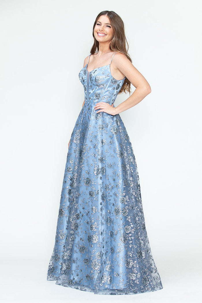 Lenovia 8241 Glitter Appliqué Mesh Tulle Sleeveless Dress