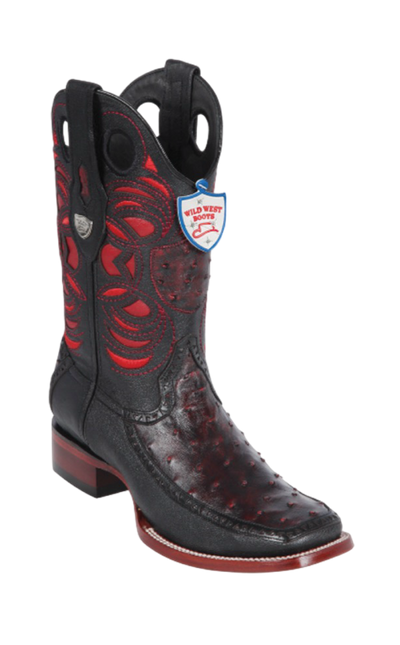 Wild West Ostrich Horma Dubai Toe Boots Black Cherry