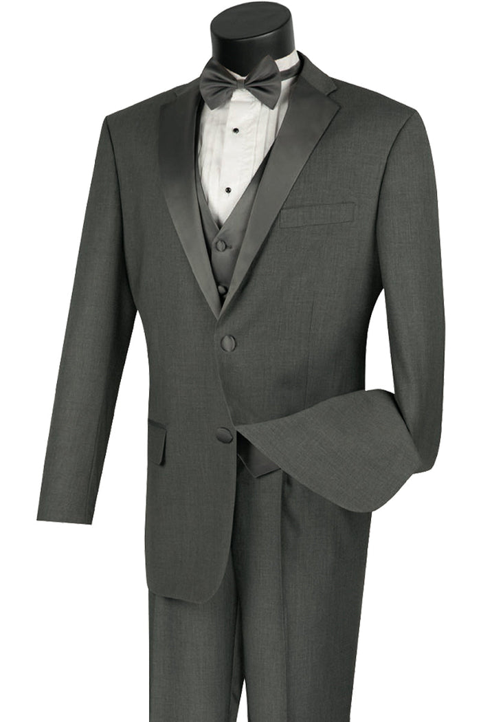 Classic Grey Men's 2 Button Vested Tuxedo