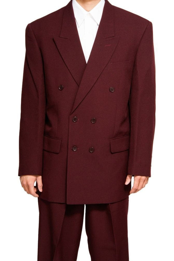 Poplin Double Breasted Burgundy Suit for Men