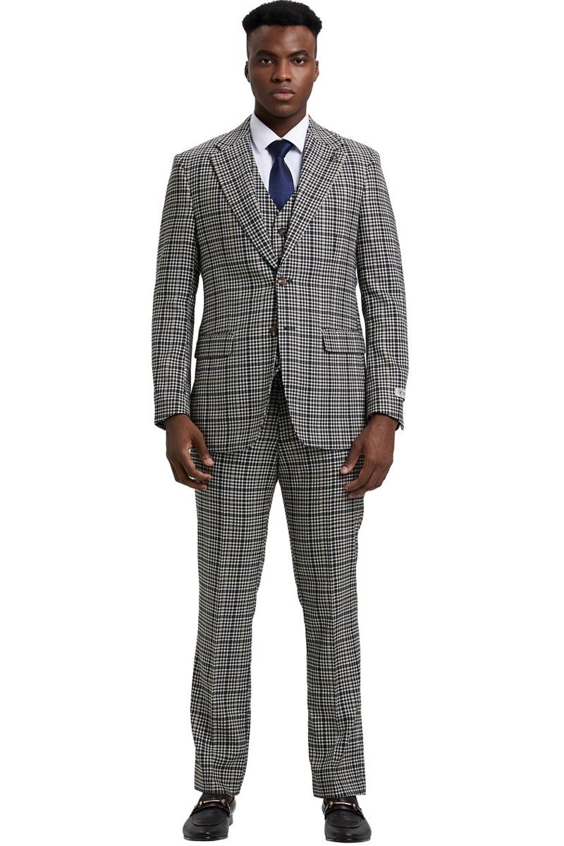 Stacy Adams Grey & Green Glen Plaid Suit