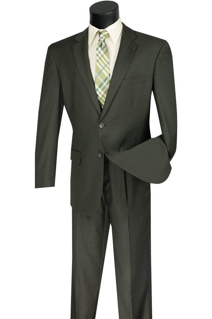 Mens Olive 2 Button Classic Suit by Vinci