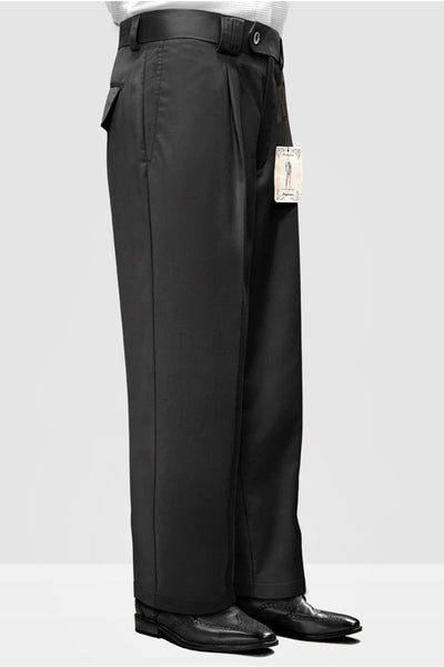 Italian Wool Wide Leg Suit Pants, Charcoal Grey