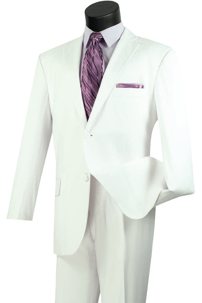Men's White 2 Button Classic Pleated Suit