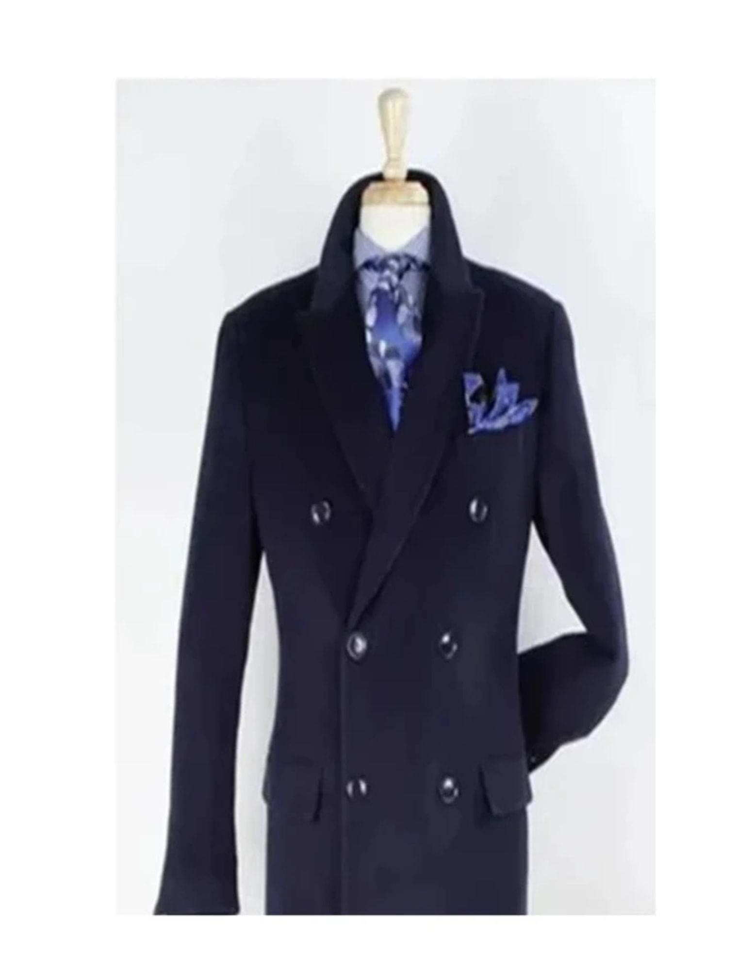 Men's Navy Wool Peacoat - Double Breasted Overcoat